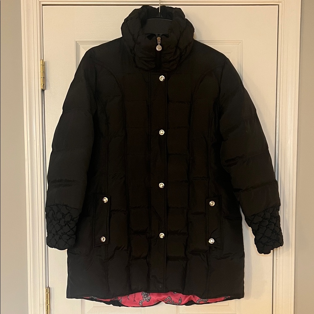 Betsey Johnson Black Puffer Jacket with Quilted Accents